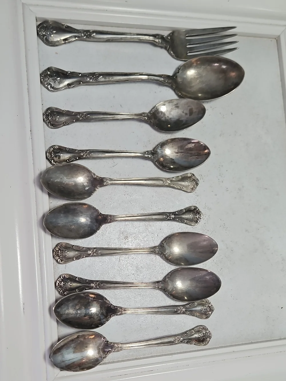 Vintage Godinger Silver Plated Serving Spoon & Fork & 8 Tablespoons